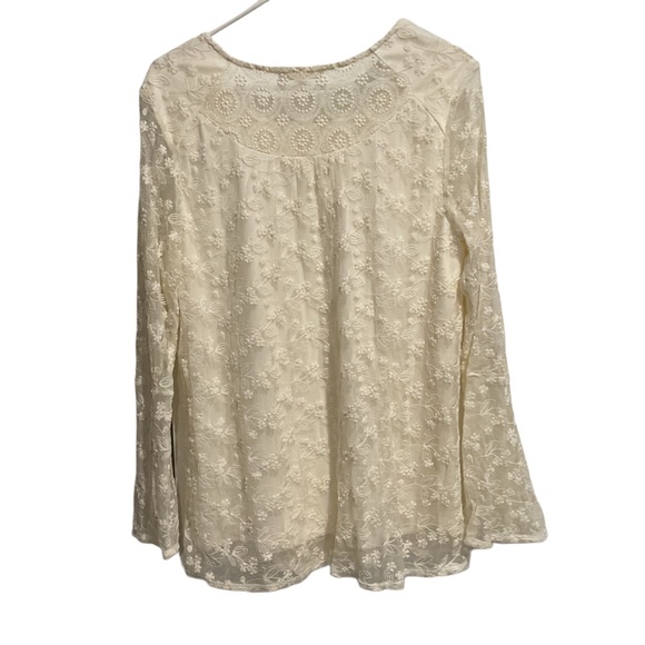 Indigo Soul Ivory Boho Lace Tunic Blouse Long Sleeve - Picture 2 of 10